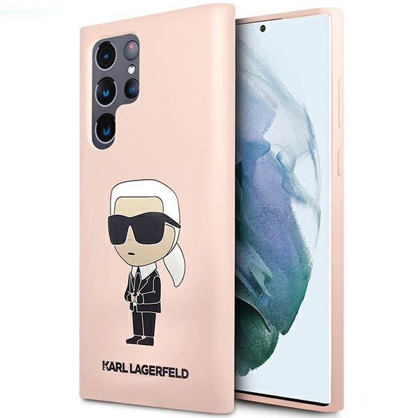 Karl Lagerfeld KLHCS23LSNIKBCP Sam S23 S918 Ultra kietas dėklas rožinis/rožinis Silikoninis Ikonik