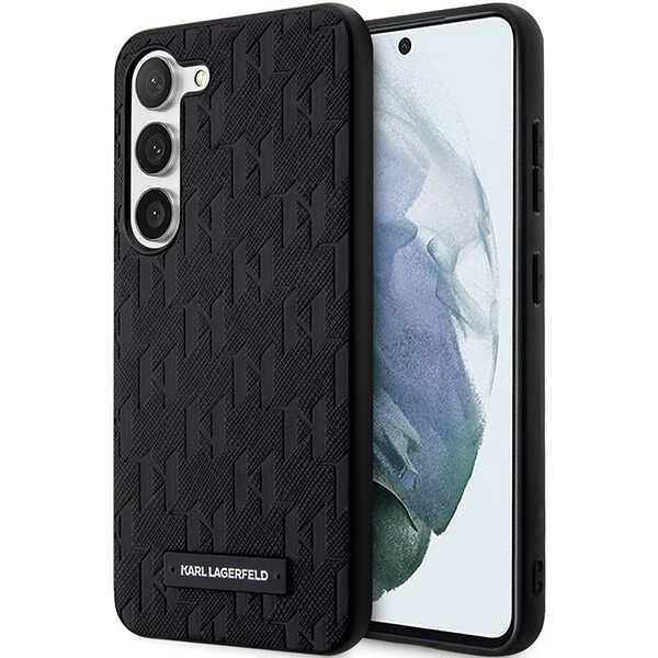 Karl Lagerfeld KLHCS23MSAKLHPK S23+ S916 kietas dėklas juodas/juodas Saffiano Mono Metalinis Logotipas