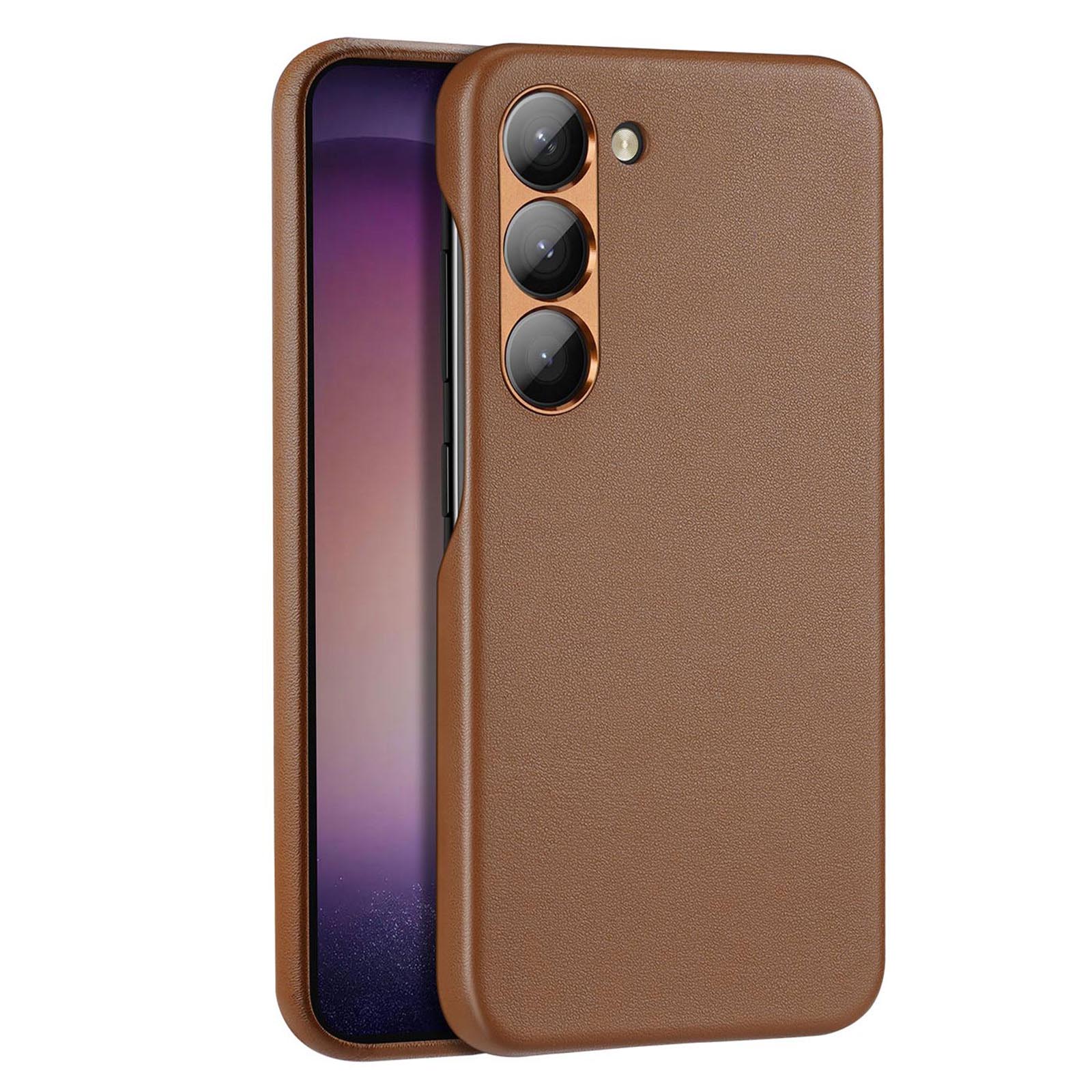 Dux Ducis Grit dėklas Samsung Galaxy S23+ eleganti dėklas iš dirbtinės odos ruda