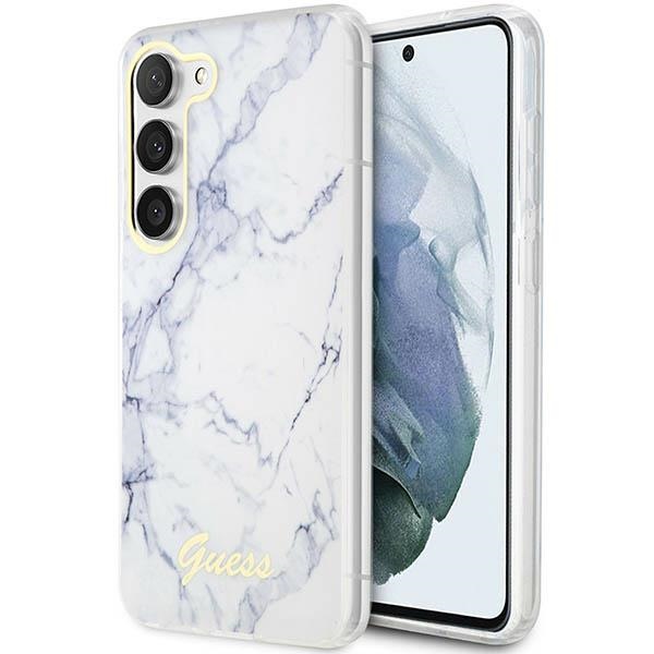 Guess GUHCS23MPCUMAH S23+ S916 baltas/baltas kietas dėklas Marble