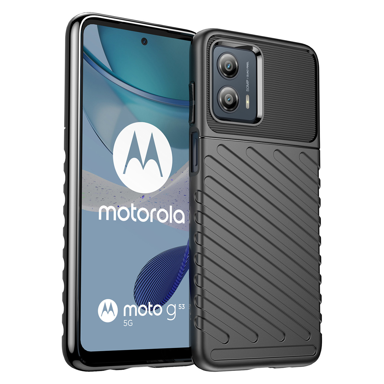 Thunder dėklas Motorola Moto G53 silikoninis šarvuotas dėklas juodas