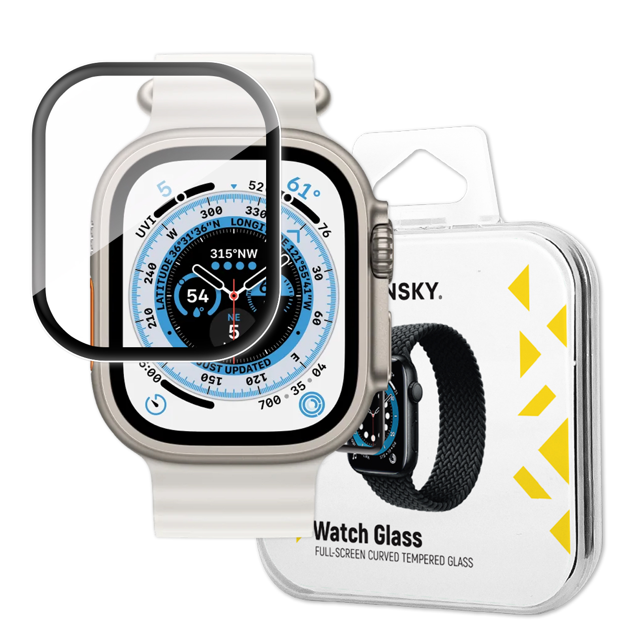 Wozinsky Full Glue Tempered Glass grūdintas stiklas Apple Watch 49mm 9H pilnas ekranas su juodu rėmeliu
