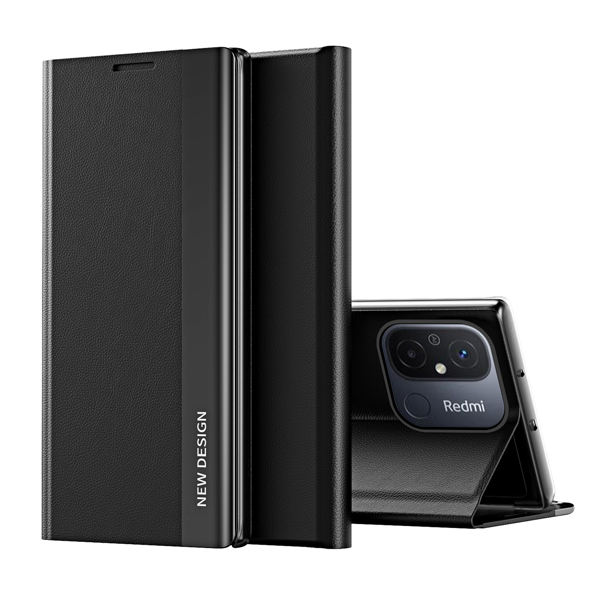 Sleep Case Pro dėklas telefonui Xiaomi Redmi Note 12 Pro+ su stovu juodas