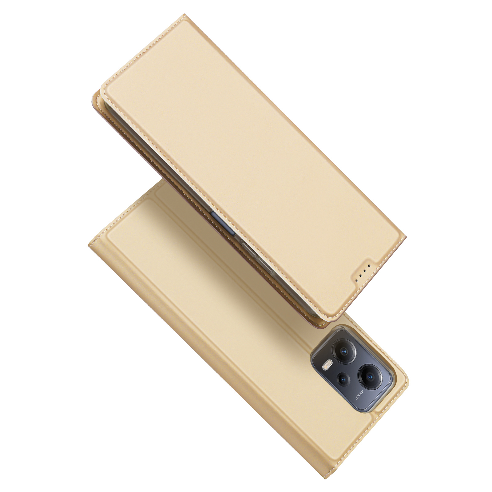 Dux Ducis Skin Pro dėklas Xiaomi Redmi Note 12 Pro / Poco X5 Pro 5G Flip kortelių piniginė stovas auksinė