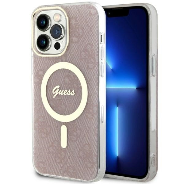 Guess 4G Magnetinis dėklas telefonui iPhone 14 Pro Max - rožinis