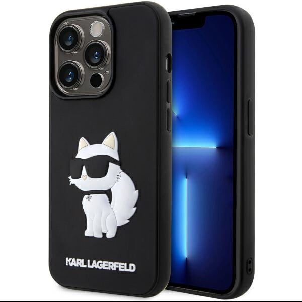 Karl Lagerfeld KLHCP14L3DRKHNK iPhone 14 Pro 6.1" Kietasis dėklas (m) - juodas (m) Rubber Choupette 3D