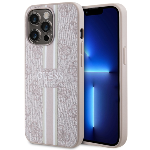 Guess GUHMP13XP4RPSP iPhone 13 Pro Max 6.7" rožinė/rožinė kietas dėklas 4G Printed Stripes MagSafe