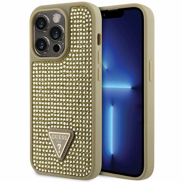 Guess GUHCP14LHDGTPD iPhone 14 Pro 6.1" auksinis/auksinis hardcase Rhinestone Triangle