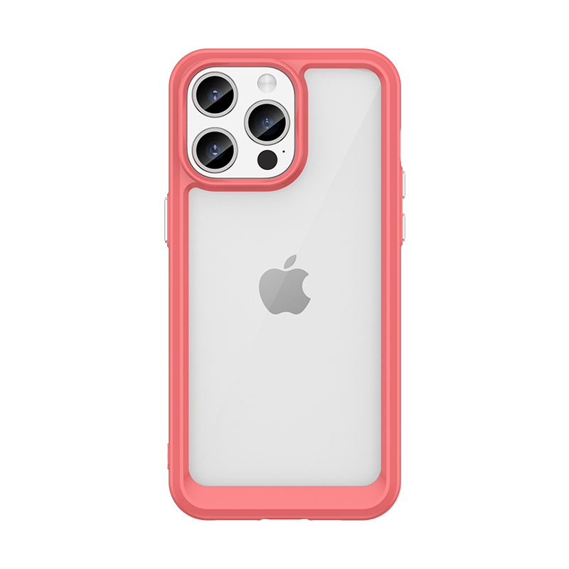 Sustiprintas dėklas su lanksčiu rėmeliu iPhone 15 Pro Outer Space - raudonas