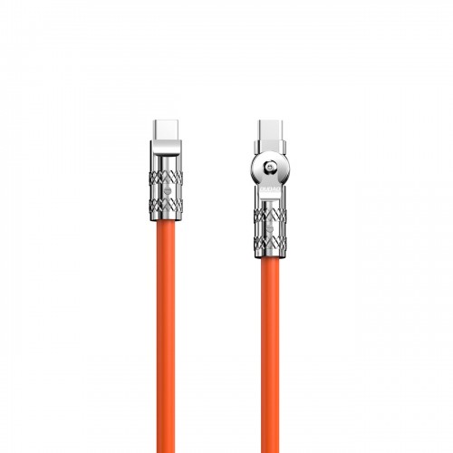 USB laidas Dudao L24CC (180' kampas) Oranžinis Type-C / Type-C 100cm (iki 120W)