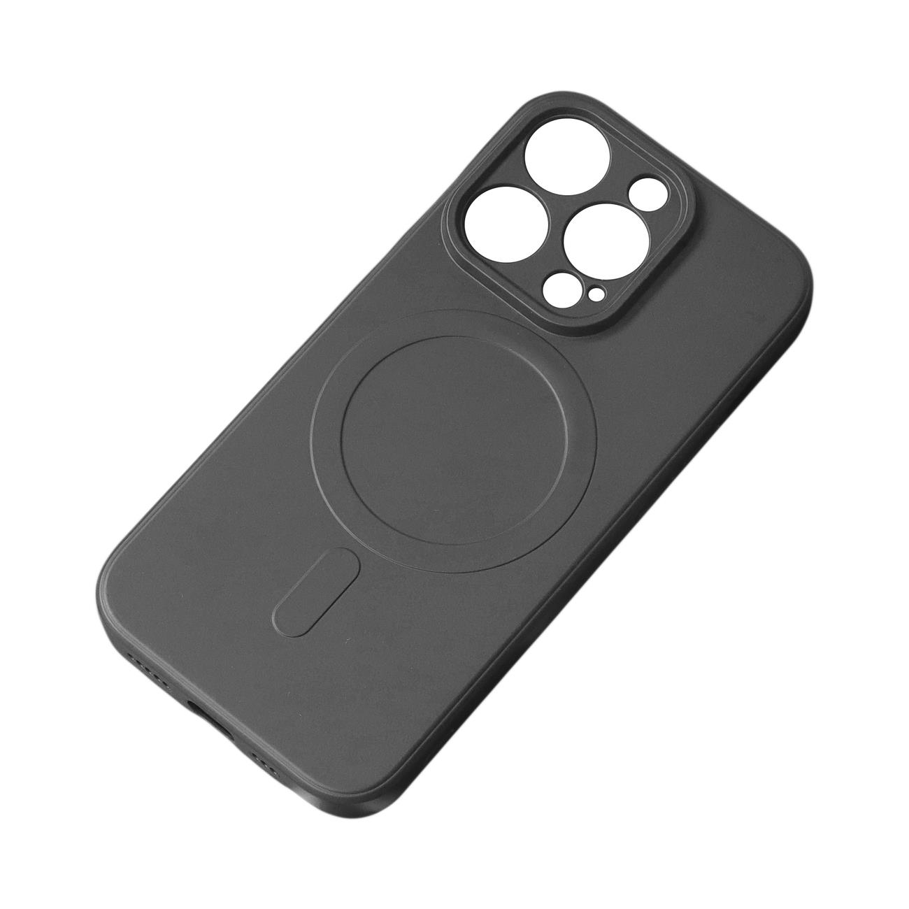 Magnetinis suderinamas silikoninis dėklas iPhone 15 Plus - juodas