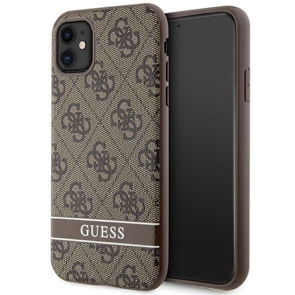 Guess GUHCN61P4SNW iPhone 11 / Xr rudas kietasis dėklas 4G Stripe