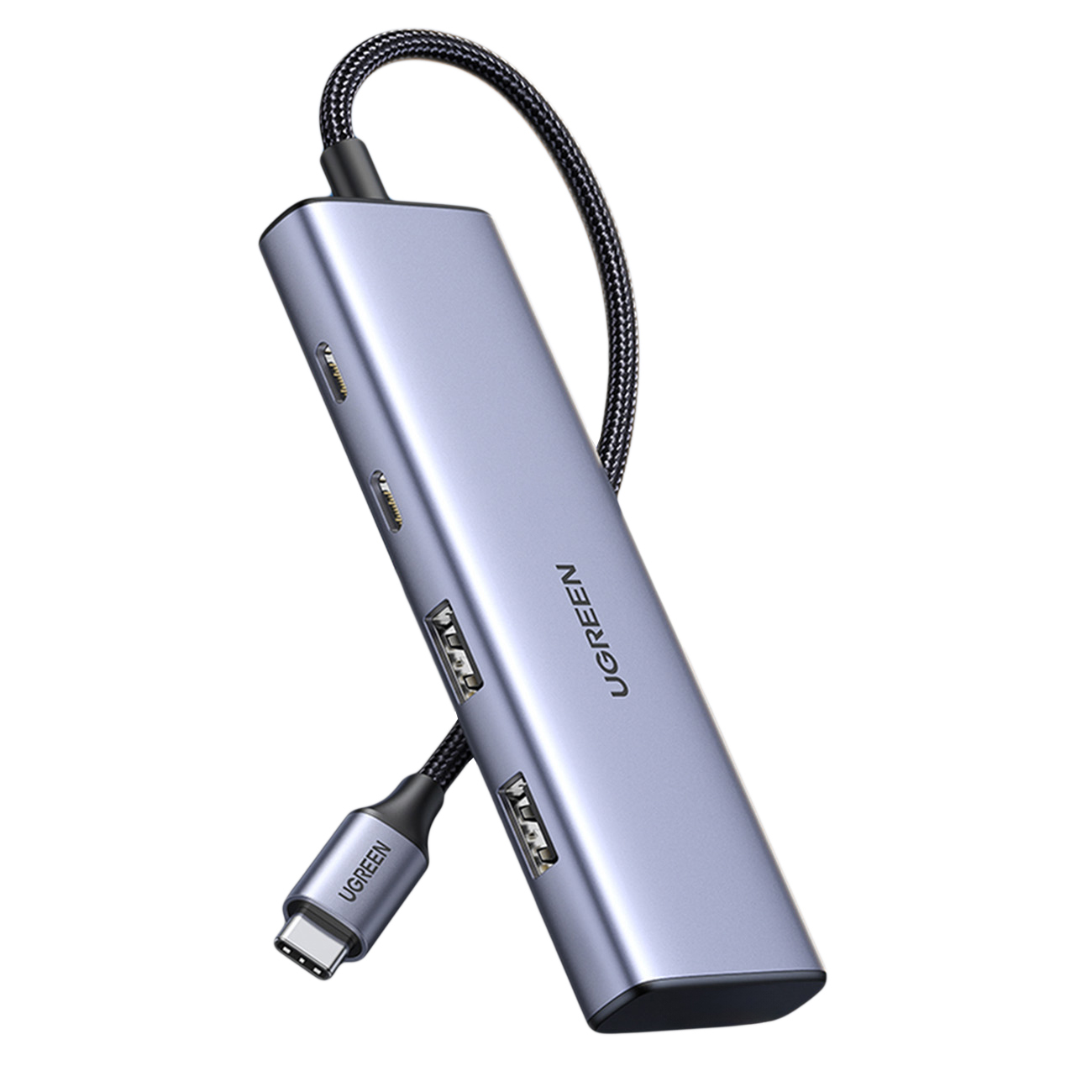 Ugreen CM473 šakotuvas USB-C - 2x USB-A / 2x USB-C 20cm - pilkas