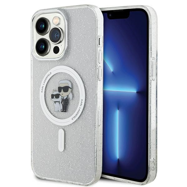 Karl Lagerfeld KLHMP14XHGKCNOT Karl & Choupette Glitter dėklas, skirtas iPhone 14 Pro Max 6.7", su MagSafe, skaidrus