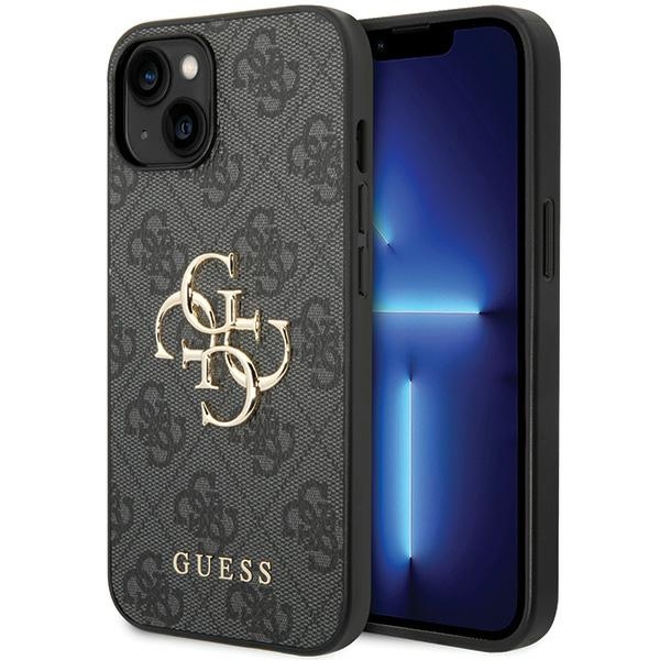 Guess 4G Big Metal Logo dėklas telefonui iPhone 15 - pilka