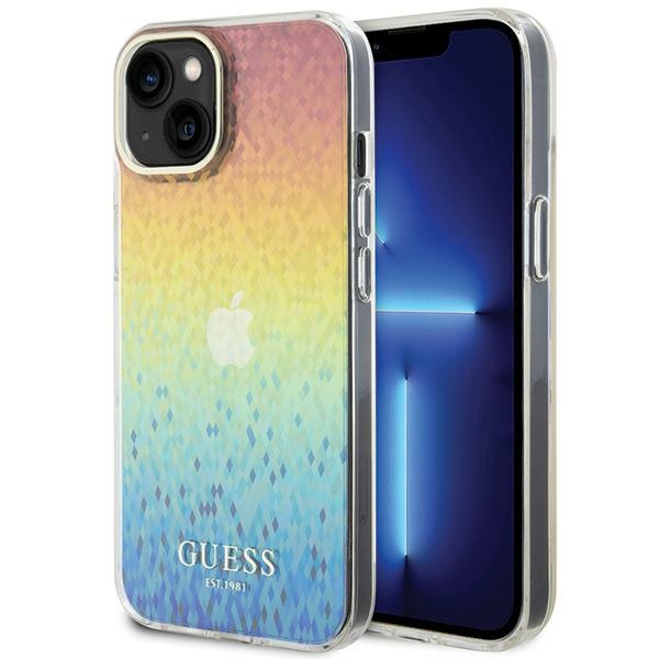 Guess IML Faceted Mirror Disco Iridescent dėklas telefonui iPhone 15 - įvairiaspalvė