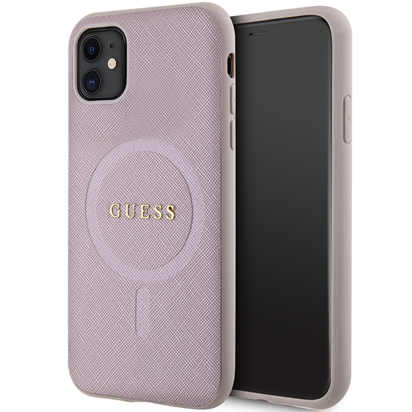 Guess GUHMN61PSAHMCP dėklas telefonui iPhone 11 / Xr - rožinis Saffiano Magnetinis