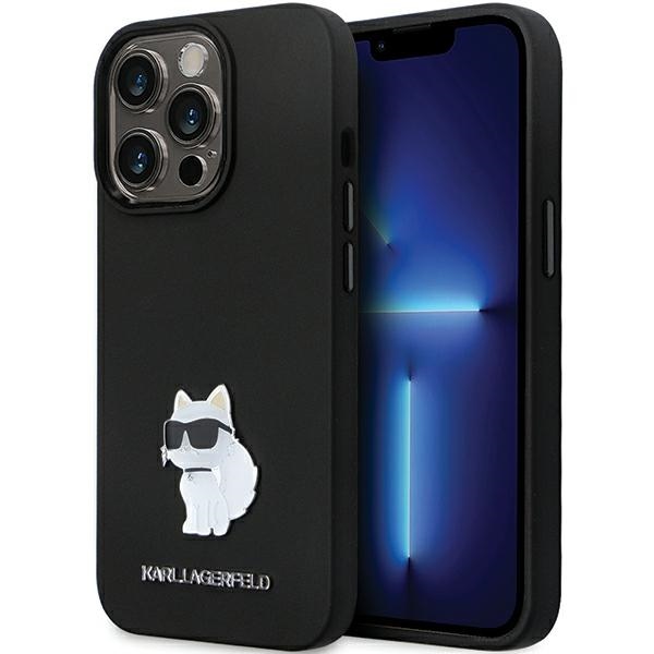 Karl Lagerfeld KLHCP14LSMHCNPK dėklas telefonui iPhone 14 Pro - juodas silikoninis C metalinis kaištis