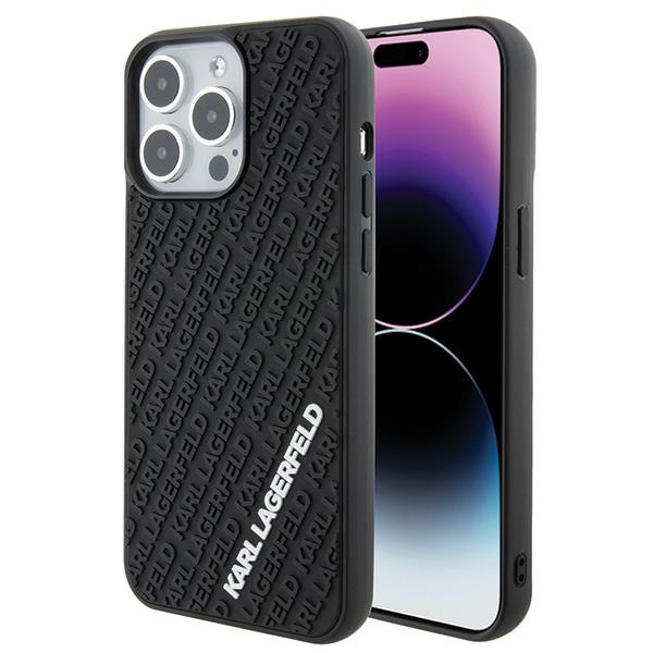 Karl Lagerfeld 3D guminis daugialypis logotipas dėklas telefonui iPhone 15 Pro Max - juodas