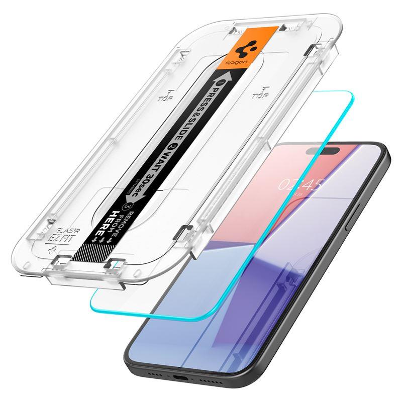 Spigen Glas.tR EZ Fit grūdintas apsauginis stiklas iPhone 15 Plus / 16 Plus – 2 vnt.