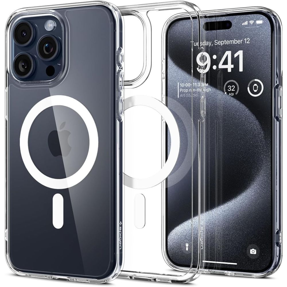 Spigen Ultra Hybrid Mag dėklas su MagSafe iPhone 15 Pro - baltas