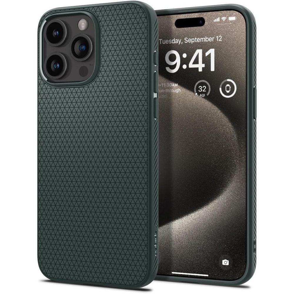 Spigen Liquid Air iPhone 15 Pro Max dėklas - tamsiai žalias