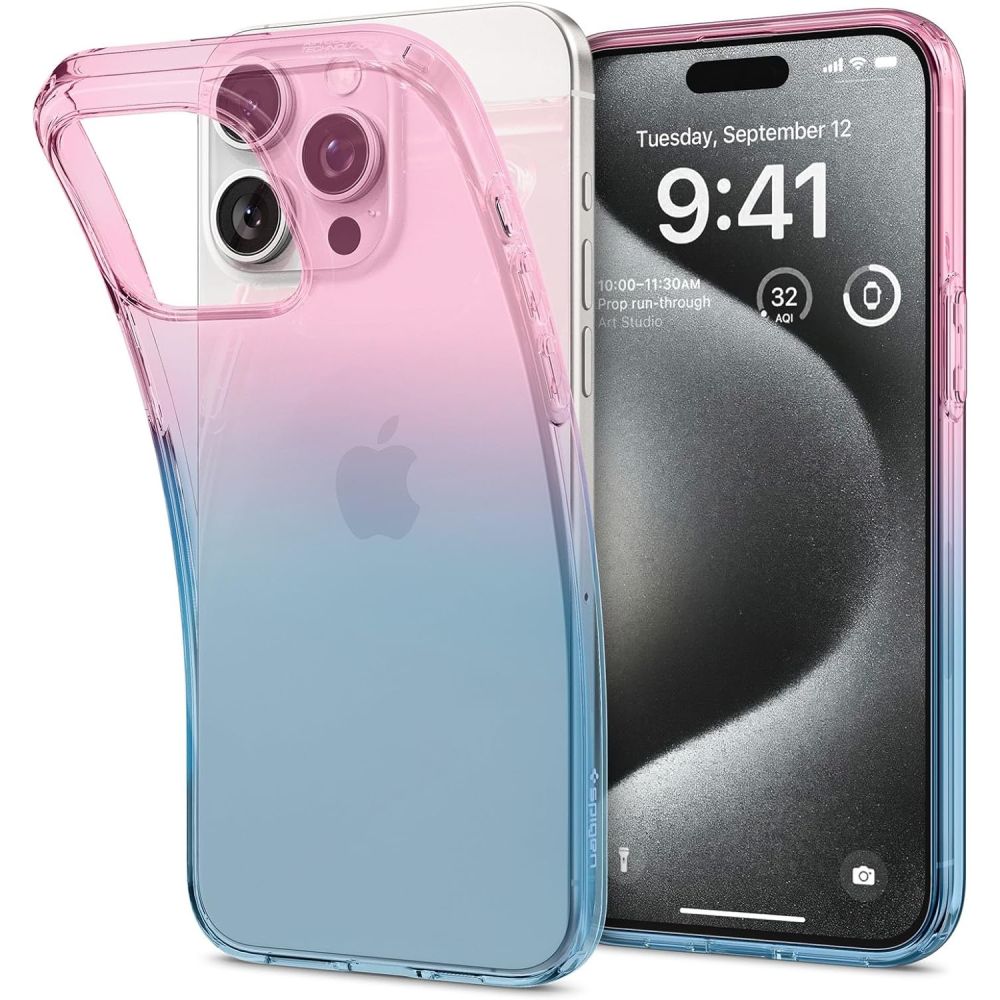 Spigen Liquid Crystal dėklas telefonui iPhone 15 Pro - rožinis/mėlynas