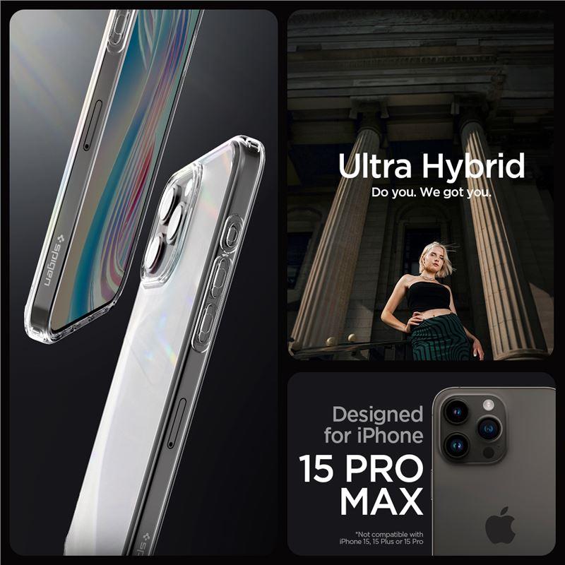 Spigen Ultra Hybrid dėklas telefonui iPhone 15 Pro Max - skaidrus matinis
