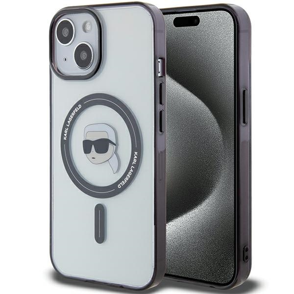 Karl Lagerfeld KLHMP15SHKHNOTK iPhone 15 6.1" skaidrus kietas dėklas IML Karl's Head MagSafe