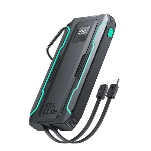 Išorinė baterija Joyroom "JR-L017" juodas 10000mAh 22.5W (PD / QC3.0) + integruotas 2in1 laidas