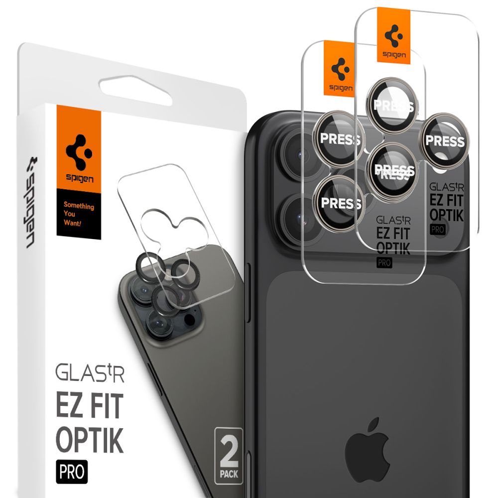 Spigen Optik.tR EZ Fit kameros apsauga iPhone 14 Pro / Pro Max / 15 Pro / Pro Max – natūralus titanas, 2 vnt.