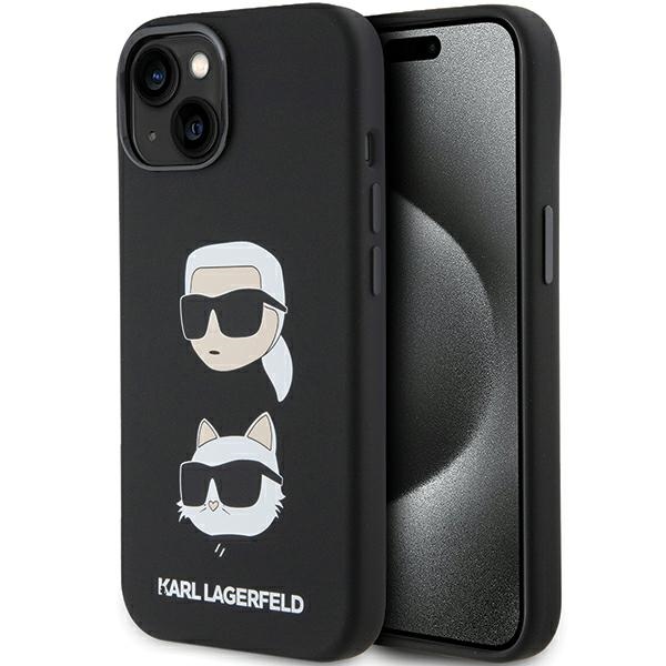 Karl Lagerfeld Silikoninis Karl&Choupette Head dėklas telefonui iPhone 15 Plus / 14 Plus - juodas