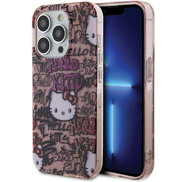 Hello Kitty IML Tags Graffiti dėklas telefonui iPhone 15 Pro - rožinė