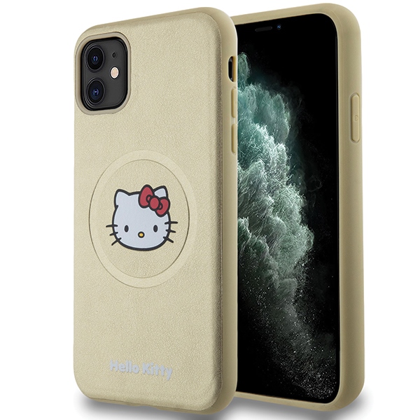 Hello Kitty odinis Kitty Head magnetinis dėklas telefonui iPhone 11 / Xr - auksinis