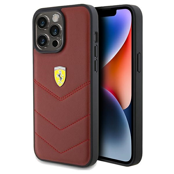 Ferrari Odinis siūlės linijos dėklas telefonui iPhone 15 Pro Max - raudonas