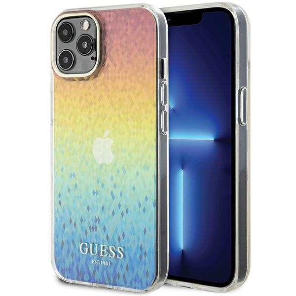 Guess IML Faceted Mirror Disco Iridescent dėklas telefonui iPhone 12/12 Pro - įvairiaspalvis
