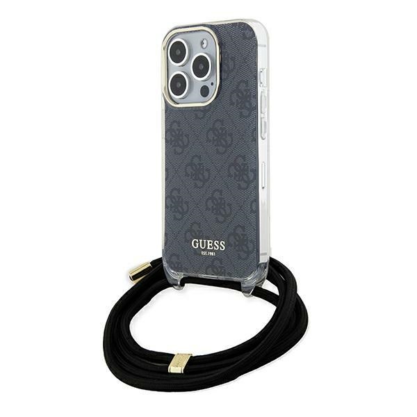 Guess Crossbody Cord 4G Print dėklas telefonui iPhone 15 Pro Max - juodas