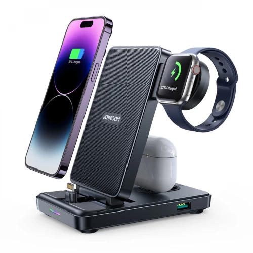 Belaidis įkroviklis Joyroom "JR-WQS02 4in1" juodas (iPhone / Apple Watch / Airpods)