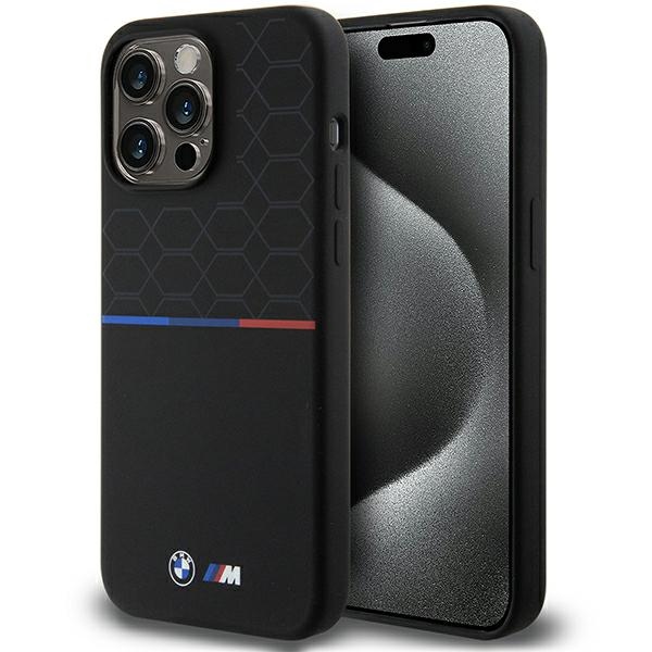 BMW M Silikoninis raštuotas Magnetinis dėklas telefonui iPhone 15 Pro Max - juodas