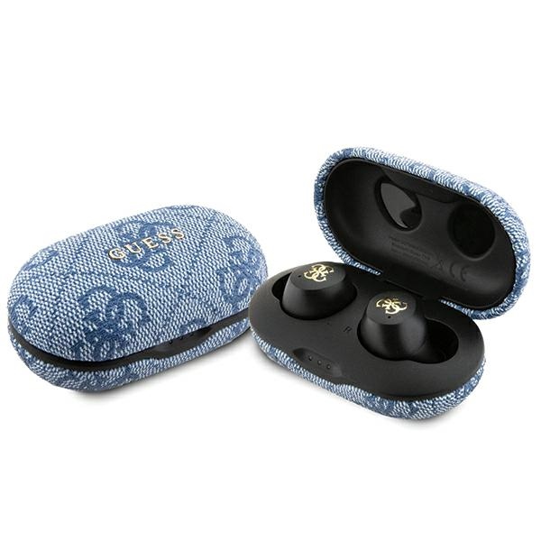 TWS Guess 4G Metal Bluetooth ausinės su ENC įkrovimo stotimi - mėlynos