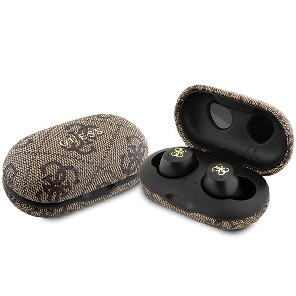 TWS Guess 4G Metal Bluetooth ausinės su ENC įkrovimo stotimi - rudios