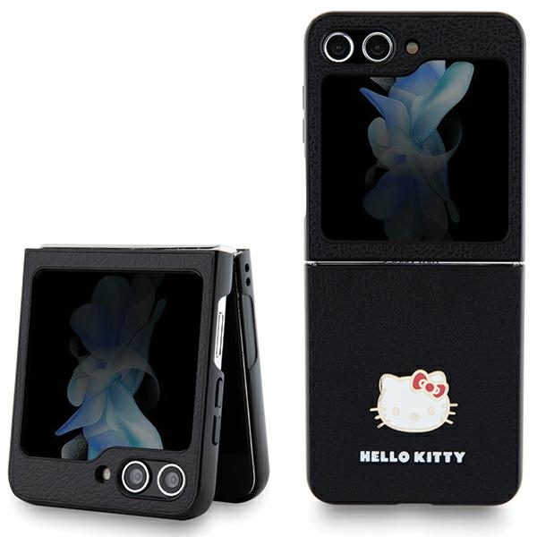 Hello Kitty Metal Logo Kitty Head dėklas Samsung Galaxy Z Flip 5 - juodas