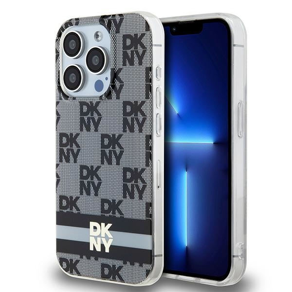DKNY IML Checkered Mono Pattern & Printed Stripes MagSafe dėklas iPhone 13 Pro Max - juodas (m)