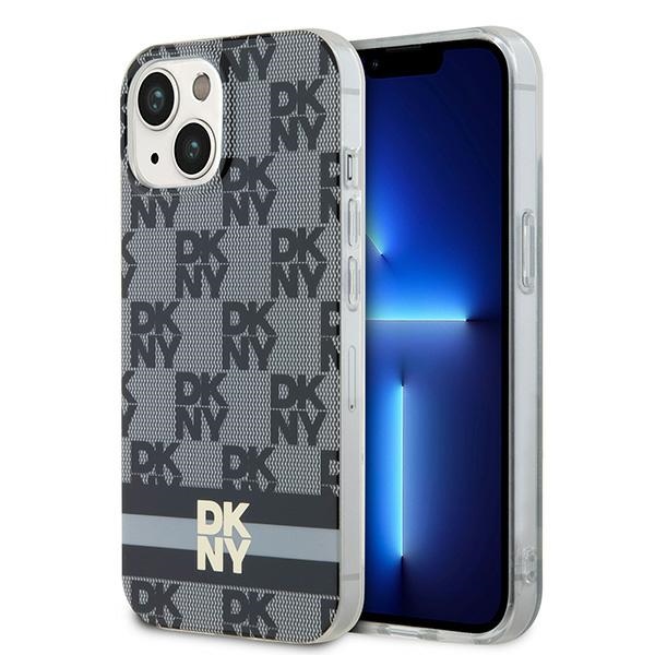 DKNY IML languotas mono raštas ir margintos juostos magnetinis dėklas telefonui iPhone 15/14/13 - juodas