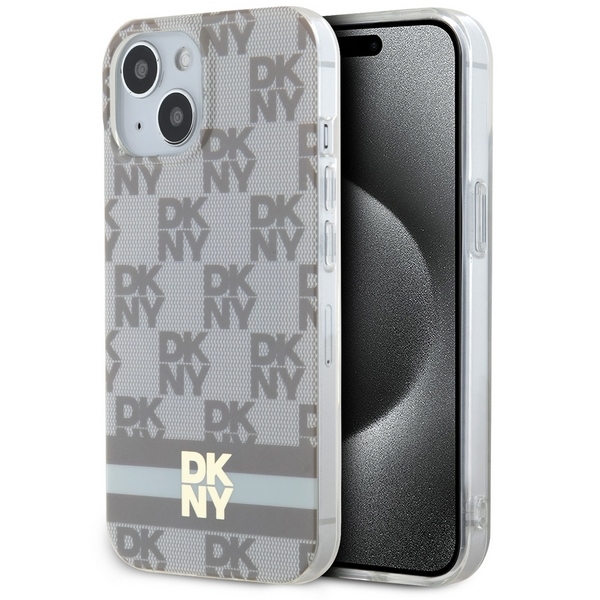 DKNY IML languotas mono raštas ir spausdintos juostelės Magnetinis dėklas iPhone 15 / 14 / 13 - smėlinė