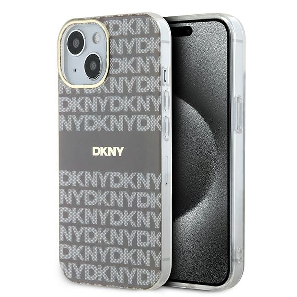 DKNY IML Mono ir juostelės Magnetinis dėklas iPhone 15 / 14 / 13 - smėlinė