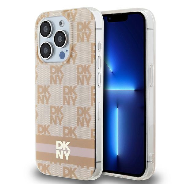 DKNY IML languotas mono raštas ir spausdintos juostelės Magnetinis dėklas iPhone 15 Pro Max - rožinė
