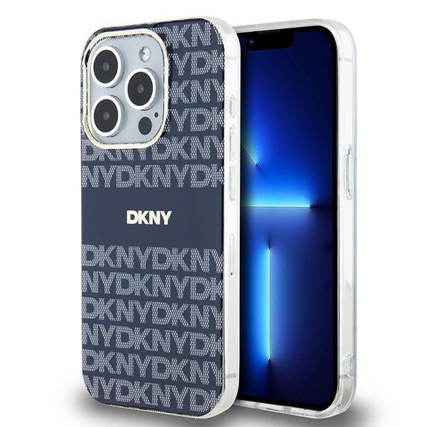 DKNY IML Mono ir juostelės Magnetinis dėklas iPhone 15 Pro Max - mėlyna