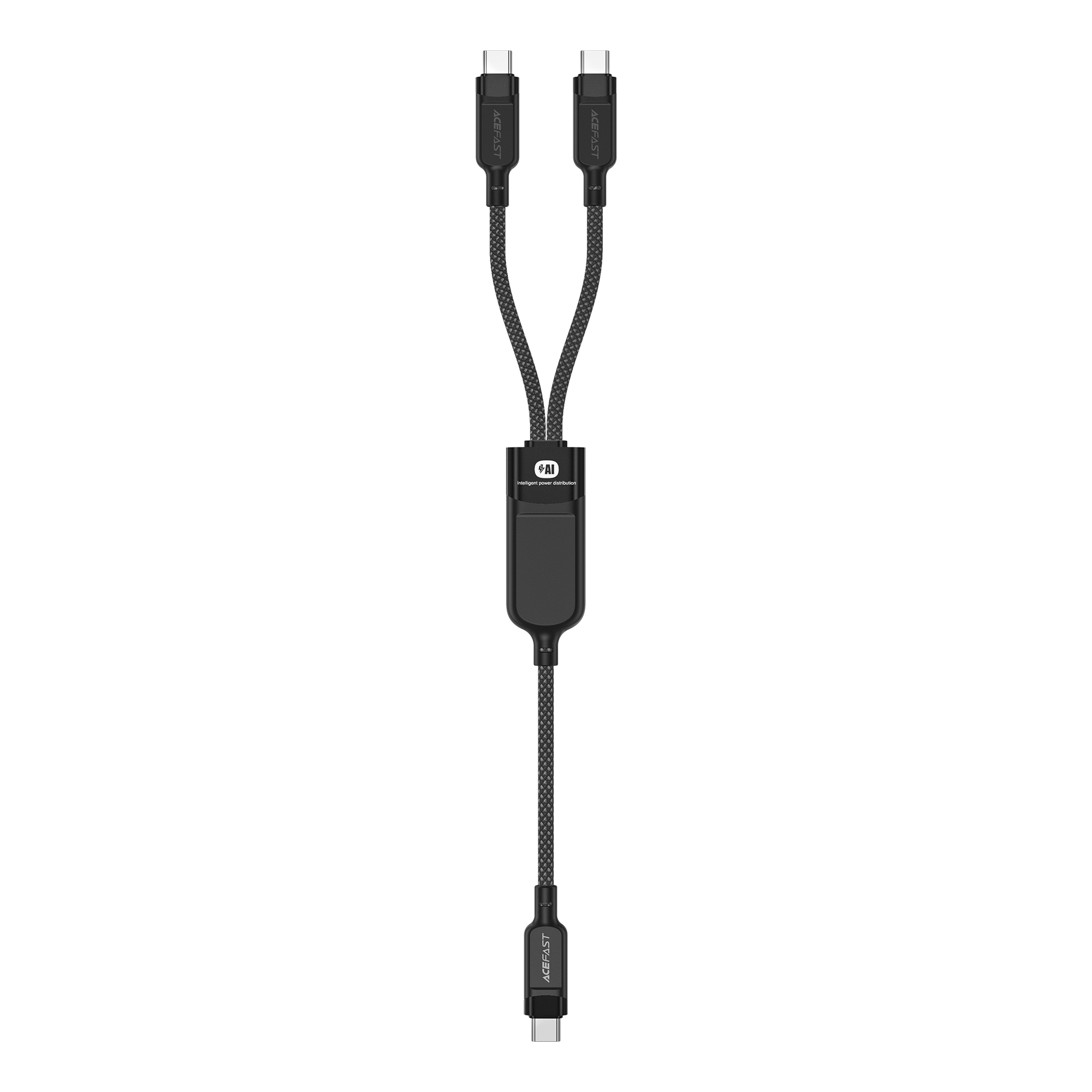 Acefast C5 USB-C - USB-C / USB-C 2in1 100W 480Mb/s kabelis - juodas