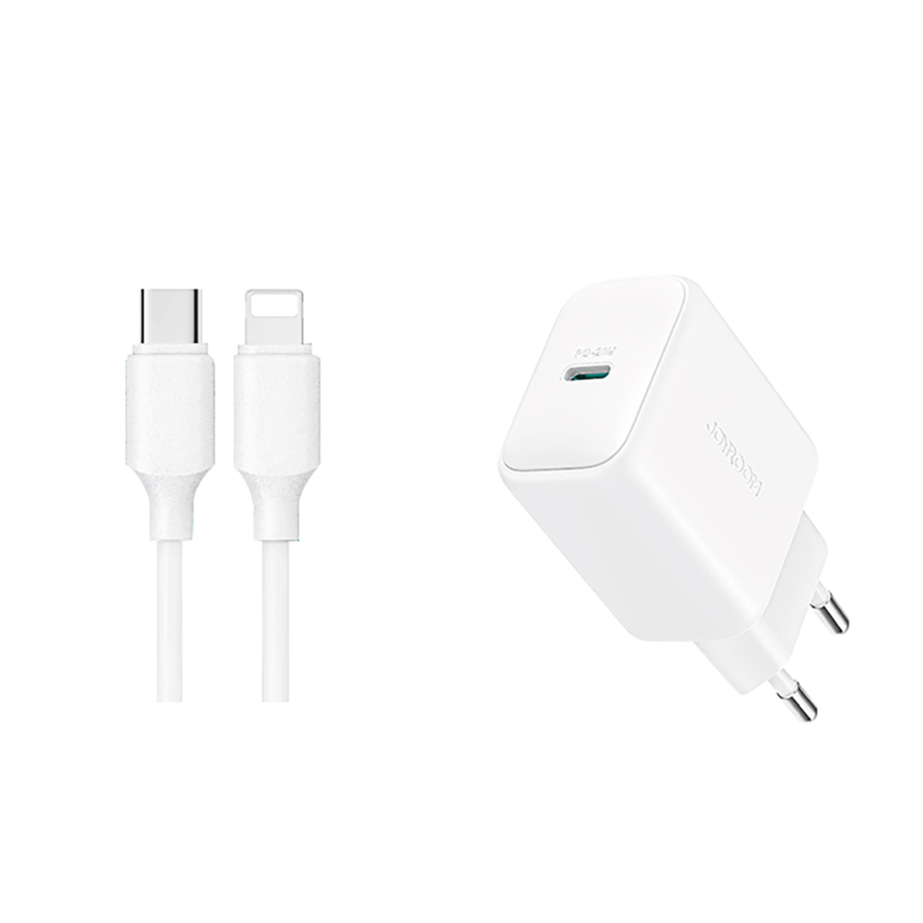 Įkroviklis Joyroom JR-TCF20 20W USB-C + USB-C to Lightning cable 1.0m baltas